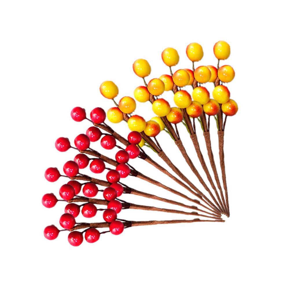 10Pcs Artificial Red Berry Twig DIY Berry Ornament Party Decoration Home Vase Christmas Photo Props Twig Decoration