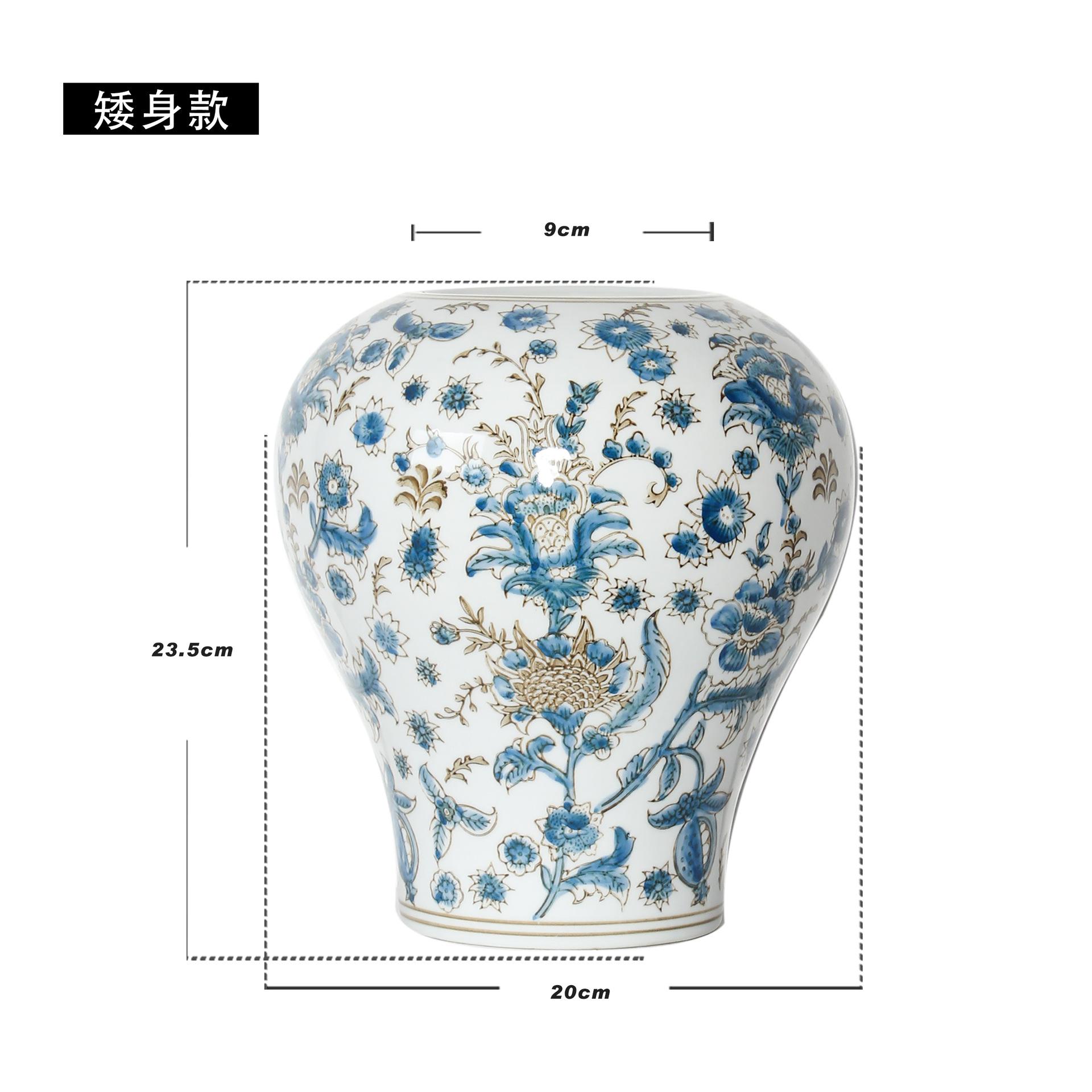 

Blue and White Porcelain Ceramic Vase Porcelain Pot Flower Vase Chinese Retro Style Home Decoration Accessories Flowerpot