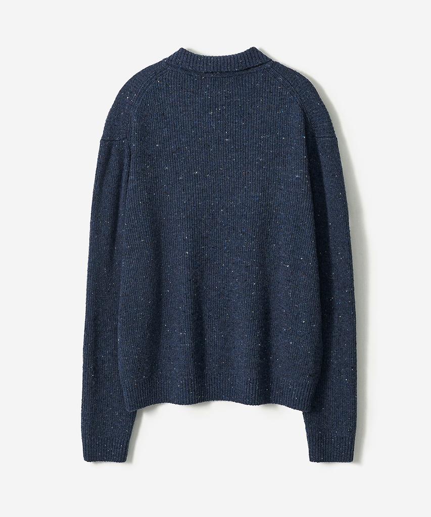 TRIP LE SENS Nef Yarn Wool Collar Knit_Indigo