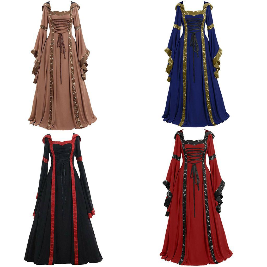 Halloween Medieval Women Dress Vintage Renaissance Gothic Cosplay Carnival Party