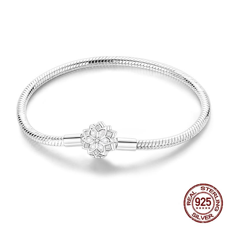 Classic Original Bracelets 925 Silver Color Love Lotus Butterfly Star Bracelets for Women DIY Charms Beads Fine Jewelry 17-20CM