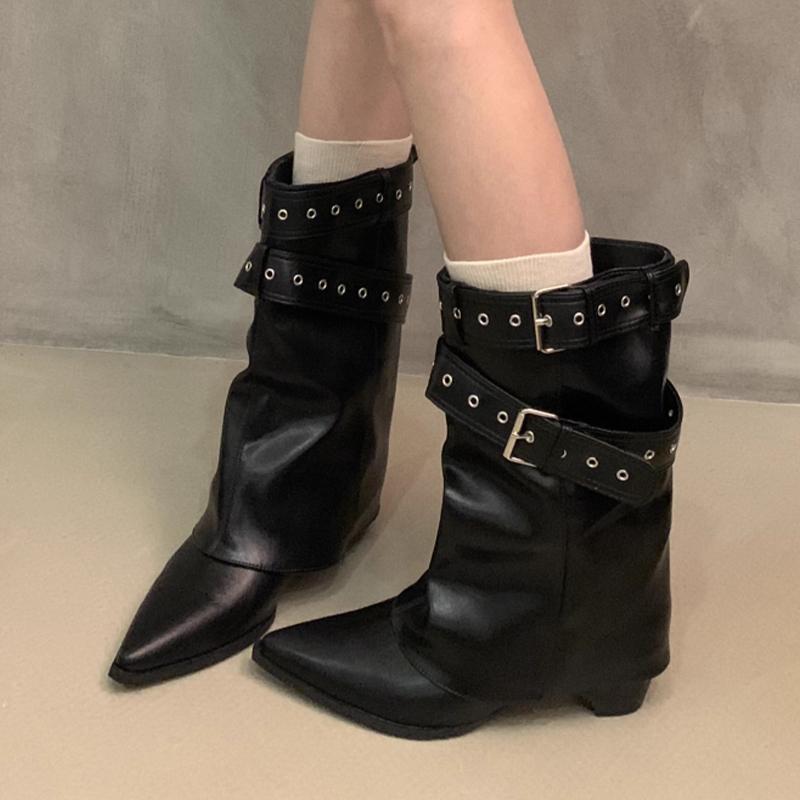 Pointed Toe Women Ankle Boots Suede High Heels Designer Shoes Dress Pumps Woman Botas 2025 Winter Chelsea Boots Mujer