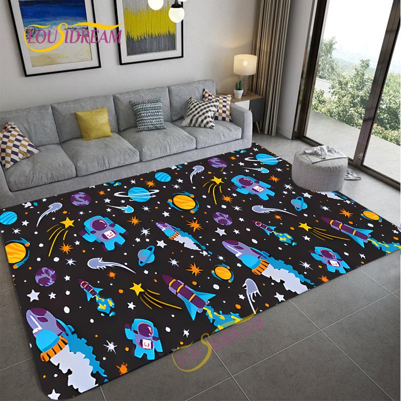 Cartoon Space Universe Planet Carpet for Living Room Bedroom Sofa Area Rug Kitchen Door Un-slip Floor Mat Alfombra Birthday gift
