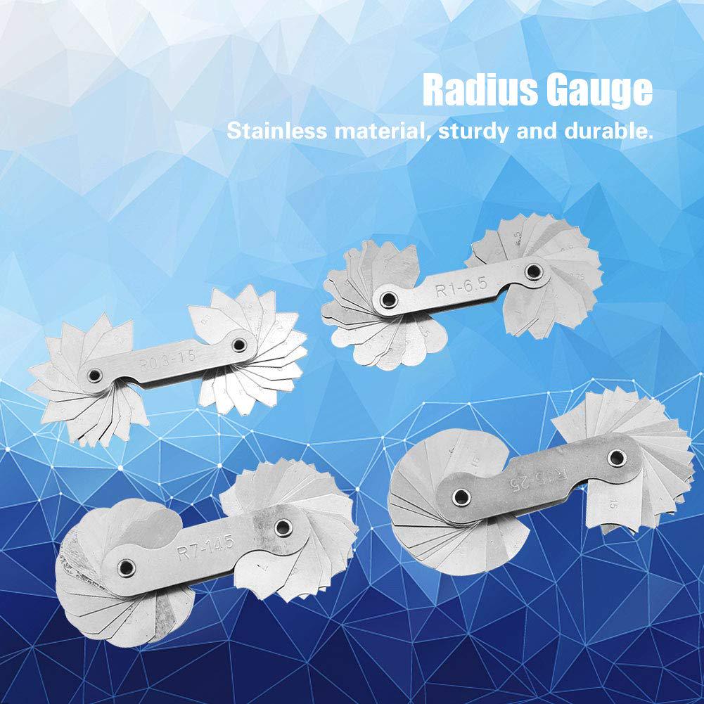 Radius Radius Stainless Steel Gauge Measuring Internal Diameter Practical Radius Fillet Gauge 4-piece Gauge, Gauge, Tool, R0.3-1.5 / R1-6.5 / R7-14.5