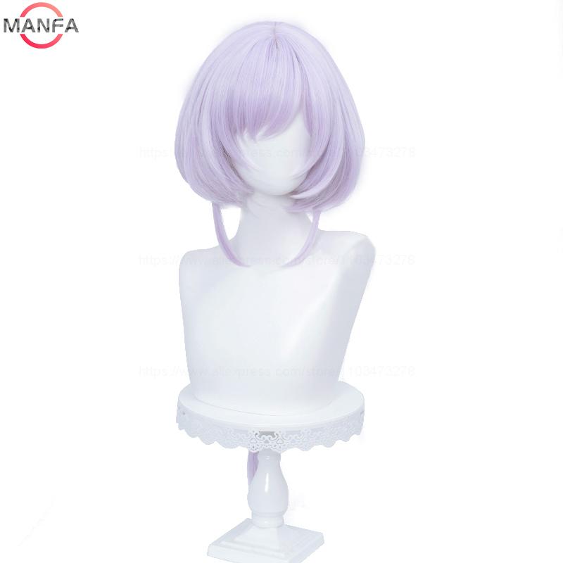 Hoge Kwaliteit Qiqi Cosplay Pruik 75cm Lang Lichtpaarse Vlechtpruiken Hittebestendig Synthetisch Haar Halloweenfeest Pruiken + Pruikkap gray