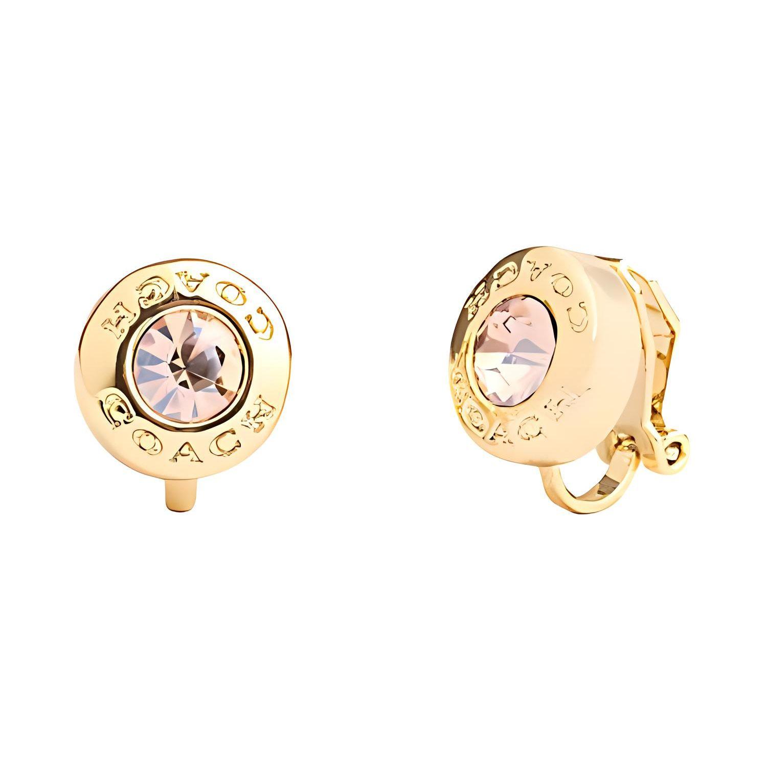 Coach Minimalist Design Copper Ear Clips Unisex Accessories Gold CT043-GLD F,Gold