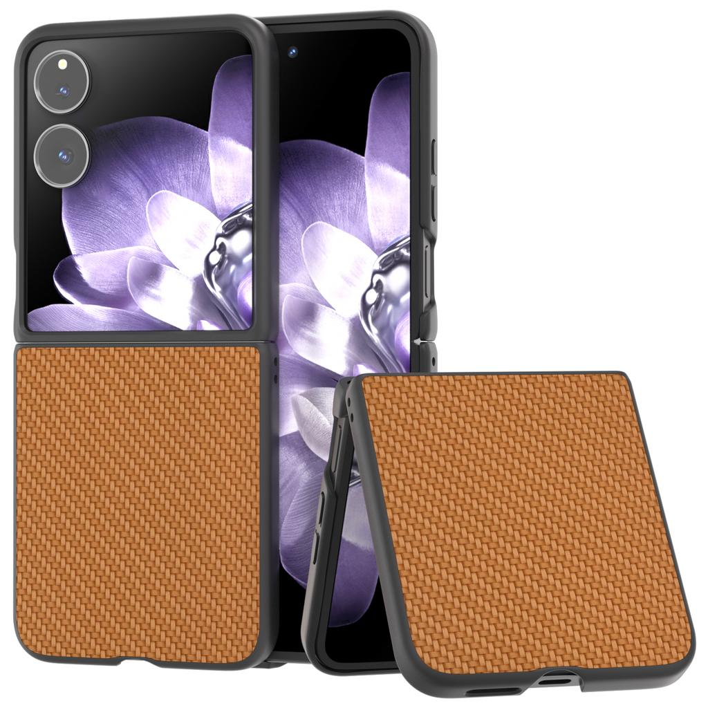 For Xiaomi Mix Flip 5G Case Carbon Fiber Texture PU+PC Phone Cover