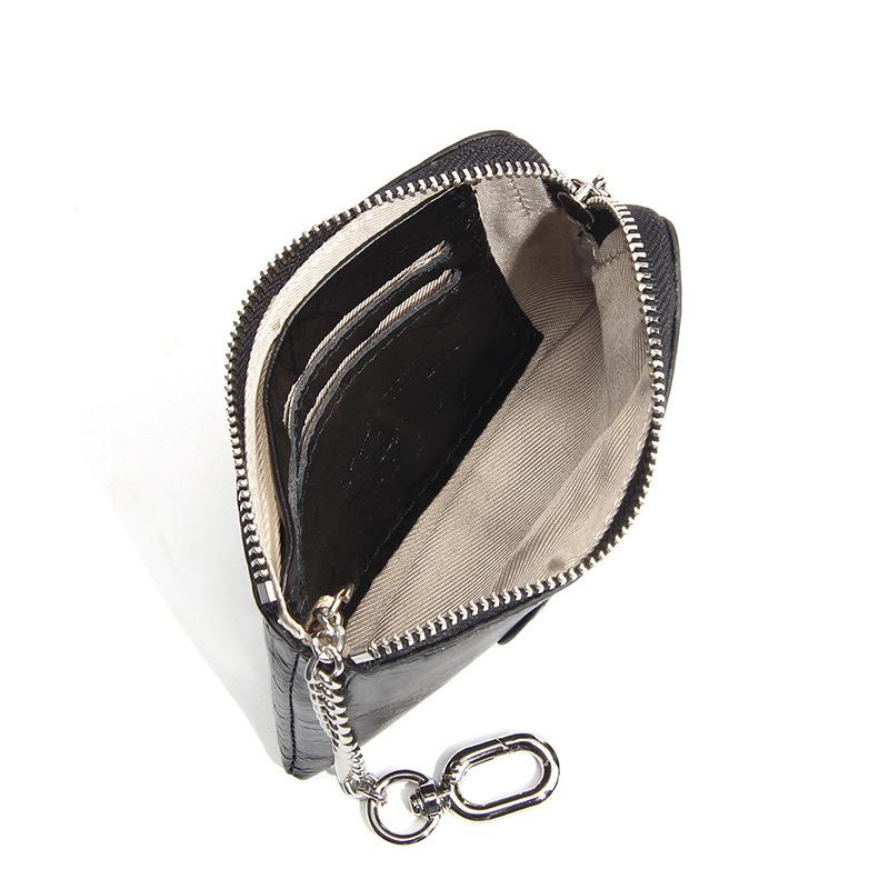 Vintage Oil Wax Real Leather Mini Wallet, Fashion Decor Women's Coin Purse with , Zipper Small Purse for Women
