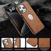 PU Leather Logo Hole Phone Case For iPhone 16 15 14 13 12 11 Pro Max XS XR X 7 8 Plus Shockproof Bumper Soft Business Back Cover