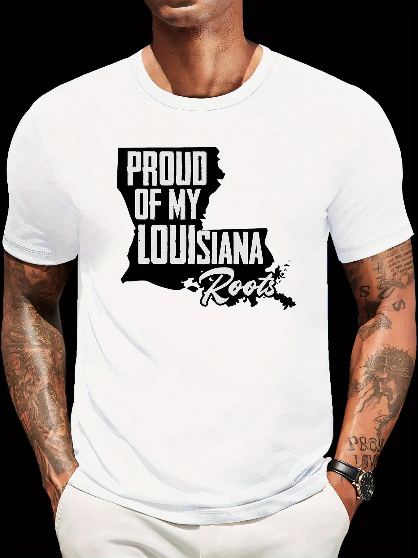 Proud of My Louisiana Roots Graphic Tshirt - White Casual... S