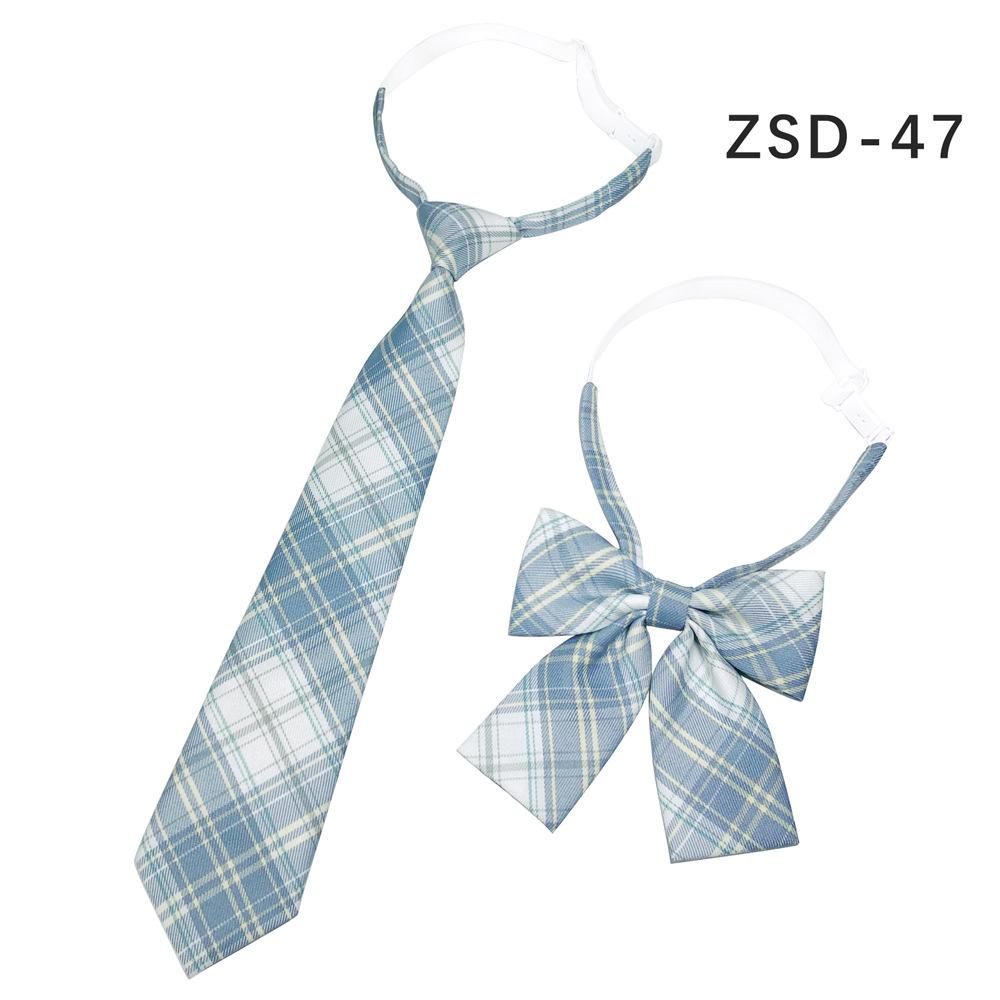 Unisex JK Collar Plaid Bowknot Flower Set - Polyester Cotton Student Uniform Accessory