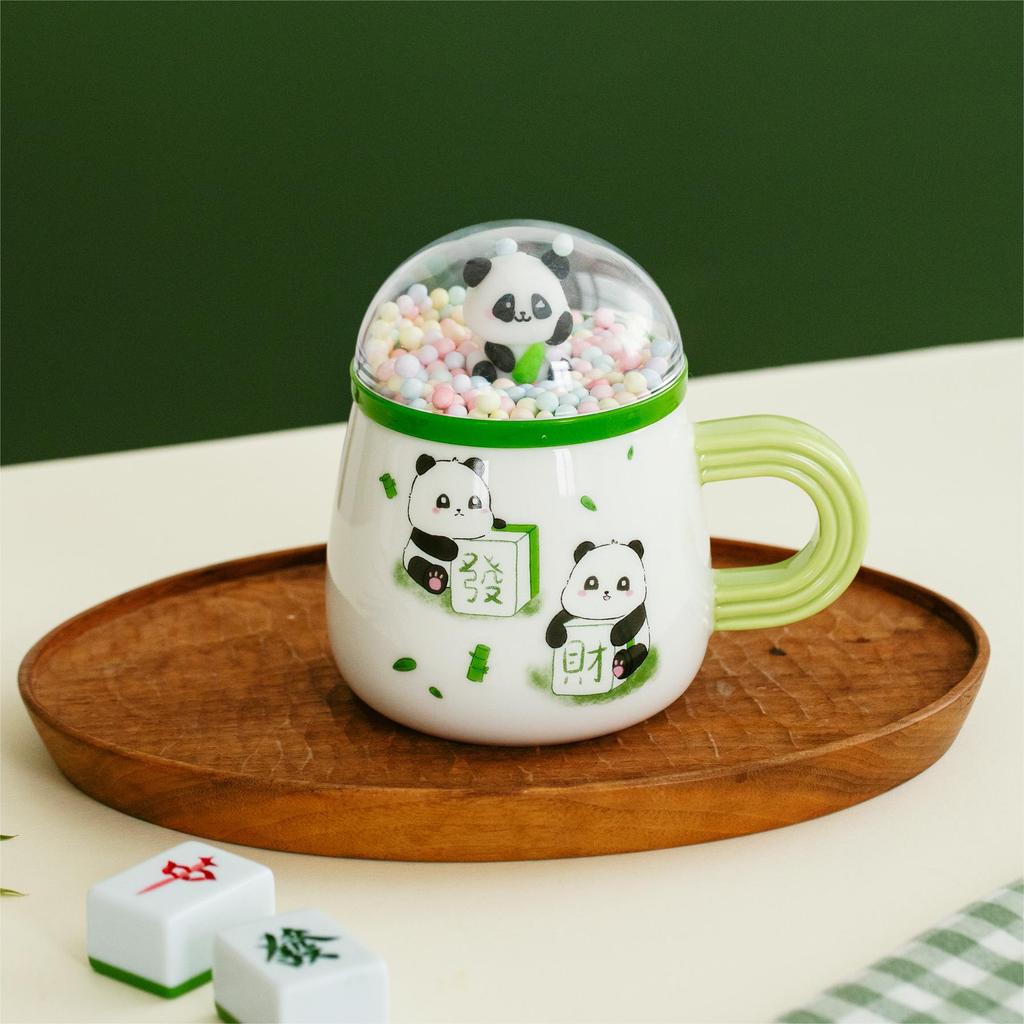 Cute Pet Panda Student Water Cup Ceramic Cup with Lid High Value Drinking Water Cup Office Coffee Cup Mug Souvenir