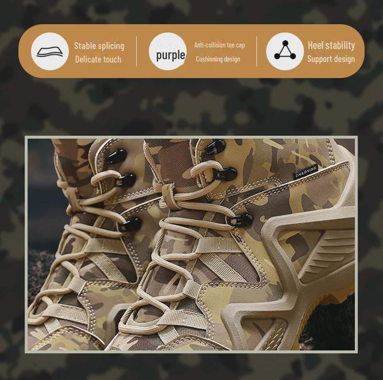 Pantofi de Drumeție Camuflaj pentru Bărbați Toamnă/Iarnă 2024 - Talpă Groasă, Mid-Cut Martin, Îmbrăcăminte de Lucru Outdoor