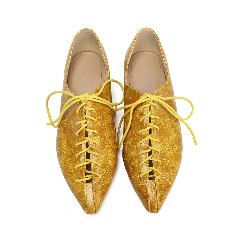 Apricot Women Oxford Pumps Lace Up Low Block Heels Lady Casual Shoes Big Plus Size 45