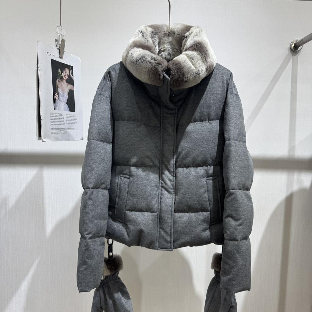 Max-M Premium Simple Goose Down Jacket Women's Rise Rabbit Fur Fur Collar Gloves Warm Bread Down