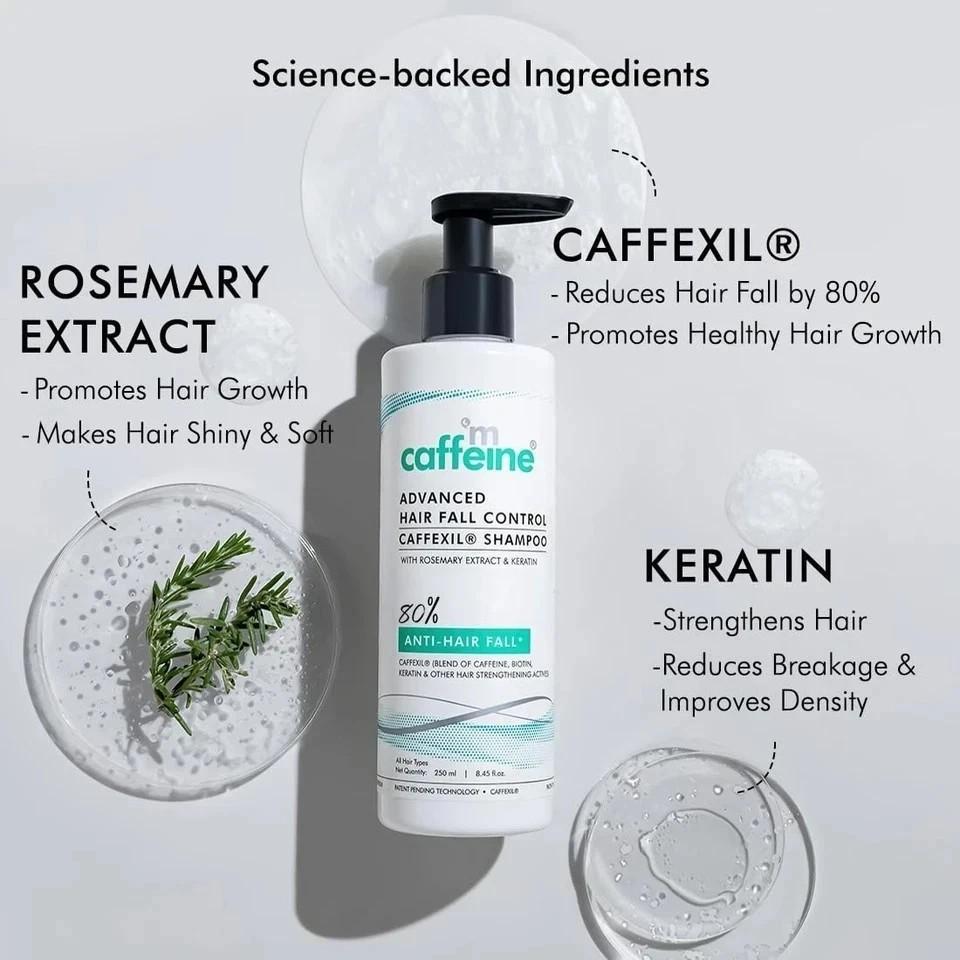 mCaffeine Advanced Hair Fall Control Caffexil® Shampoo Keratin Biotin 250 ML