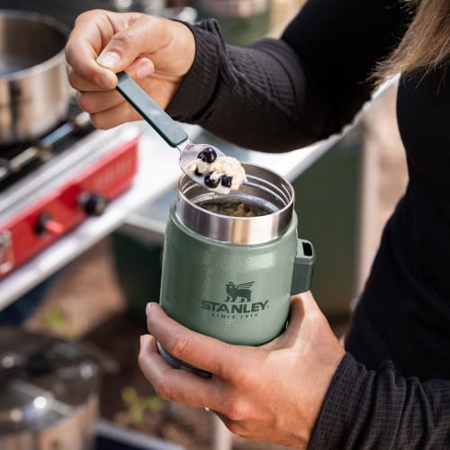 STANLEY Classic Vacuum Food Jar, 0.41L, Green, Recycled Stainless Steel, Insulates for Hot and Cold Foods, Lunch Jar, Soup Jar, Bento Box, Dishwasher