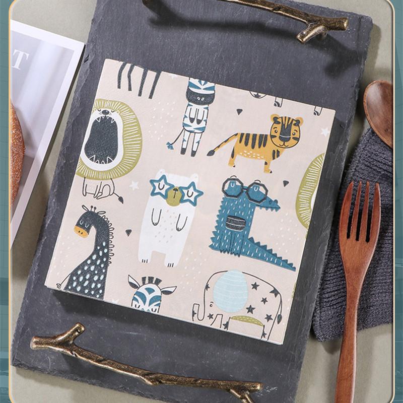 20pcs/lot Cartoon Animal Printed Birthday Decor Disposable Napkins Paper Tissues Tableware Party Supplies
