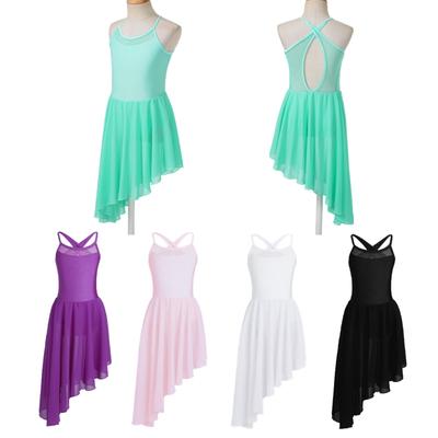 Kids Girls Cross Back Camisole Leotard Ballet Tutu Dress Lyrical Modern Contemporary Dancewear Costumes
