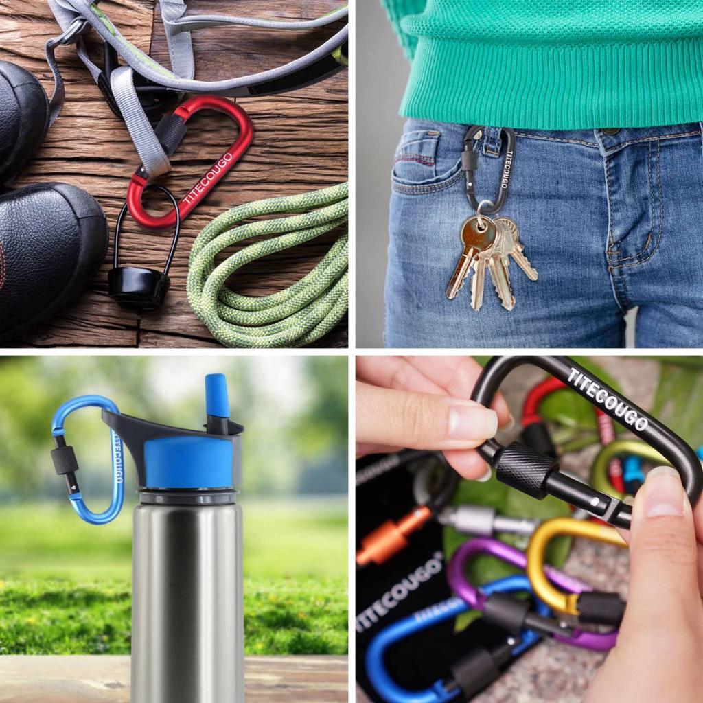 TITECOUGO Outdoor Carabiner Stylish Climbing Small Aluminum D Hook Sturdy