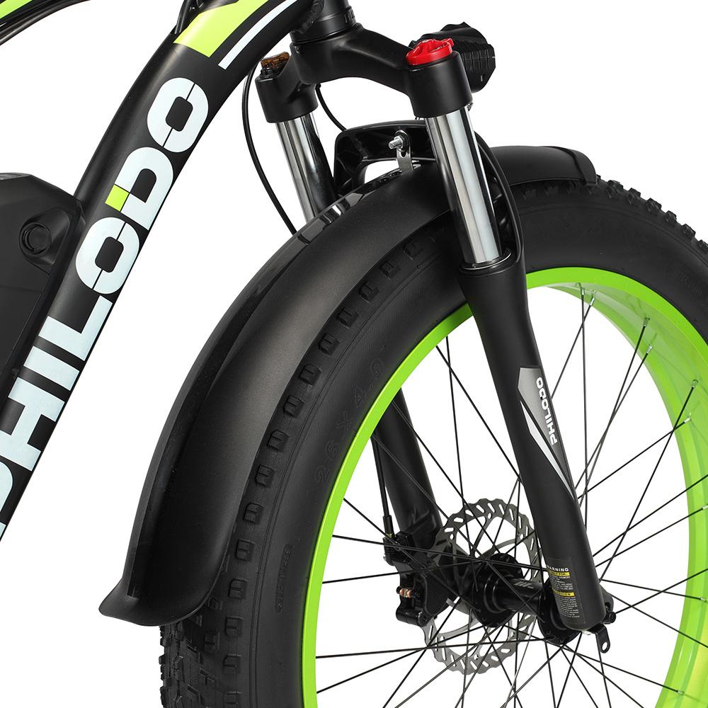 Electric Bicycle Adult Philodo H7 Pro 26" 1000W Motor All-Terrain Electric Bike 48V 17.5AH 21 Spped Fat Tire Ebike Max Load 150Kg Green