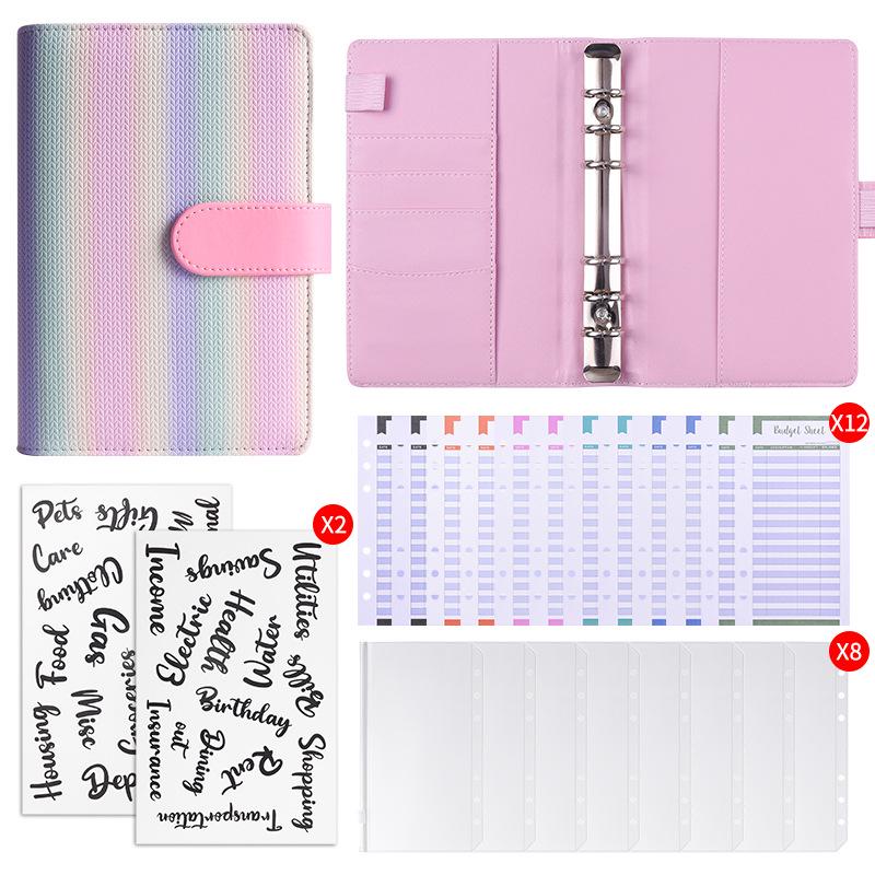 Gradient Stripe Loose-Leaf Planner - Trendy Student Notes Book