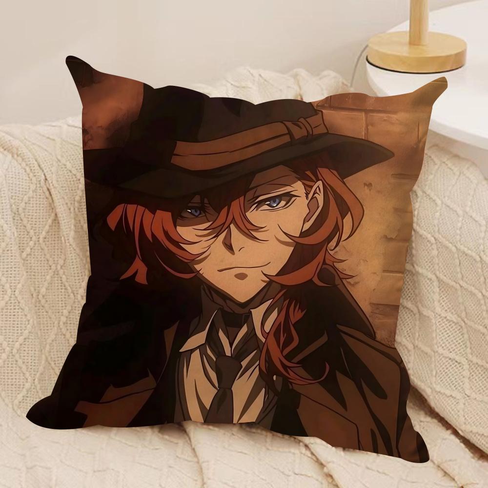 B-BunGo S-Stray Dogs Cushion Cover Soft Plush Fabric Double-Sided Printed Sofa Cushion Cover for All Seasons Home Decor Gift