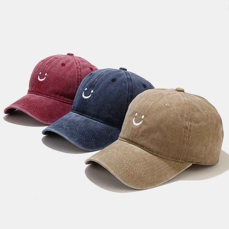 Emoji Face Washable Cotton Baseball Cap With Sun Protection For Casual Men Women