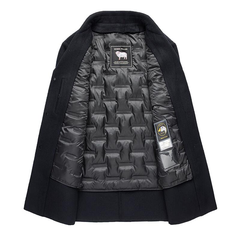 ROMON Men's Wool Coat with Detachable Goose Down Liner