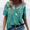 Summer Flower T-Shirts Floral 3D Print Women V-Neck Short Sleeve T Shirt Streetwear