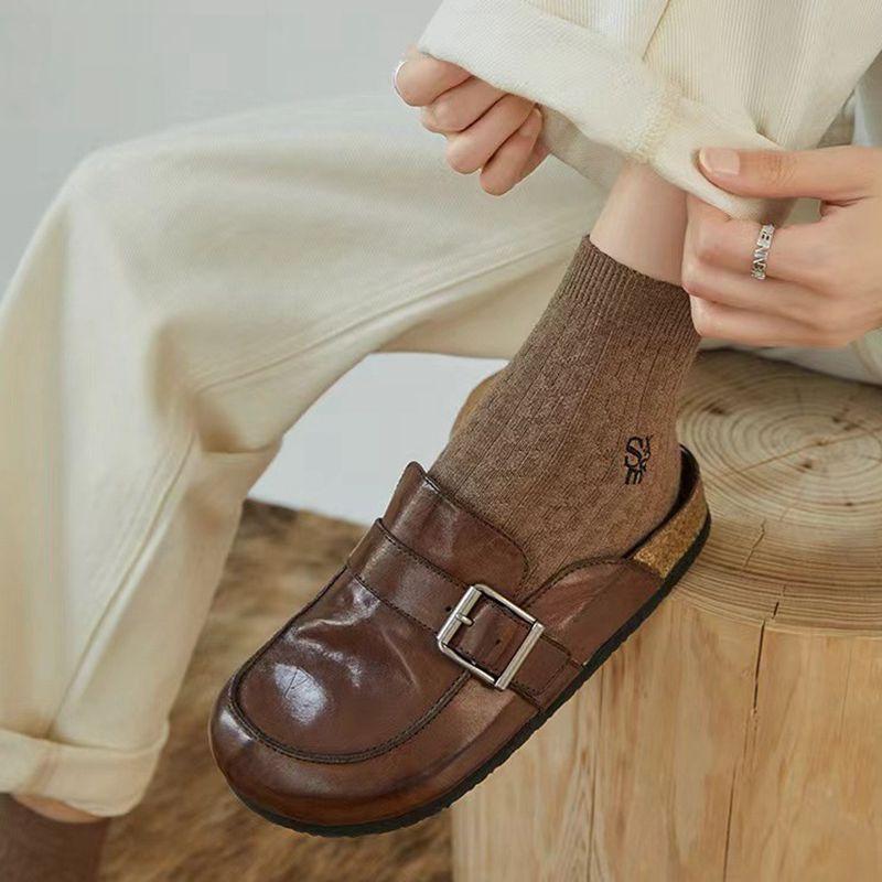 

Весенняя сумка голова полушлепанцы женские ручной работы повседневные универсальные туфли на одной педали 40