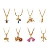 Seaside Vacation Style DIY Turtle Starfish Pendant Necklace Gold-plated Diamond Light Luxury Fashion Jewelry Women