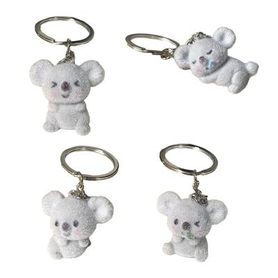 4Pcs Stylish Flocking Finish Koala Keyrings Trendy Koala Key Holder Elegant Keyrings Accessory for Fashion Enthusiasts