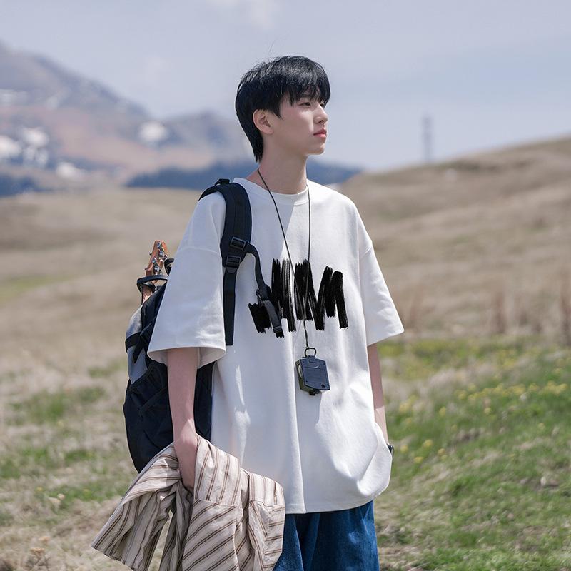 Men Crew Neck Short Sleeve T Shirt Oversized Abstract Graphic Casual Loose Daily Streetwear Tops