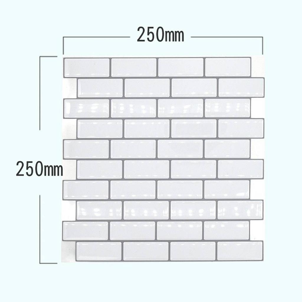 10Pcs/Set 25x25cm Self Adhesive Waterproof Heatproof Vinyl Wallpaper 3D Peel and Stick Subway Tiles