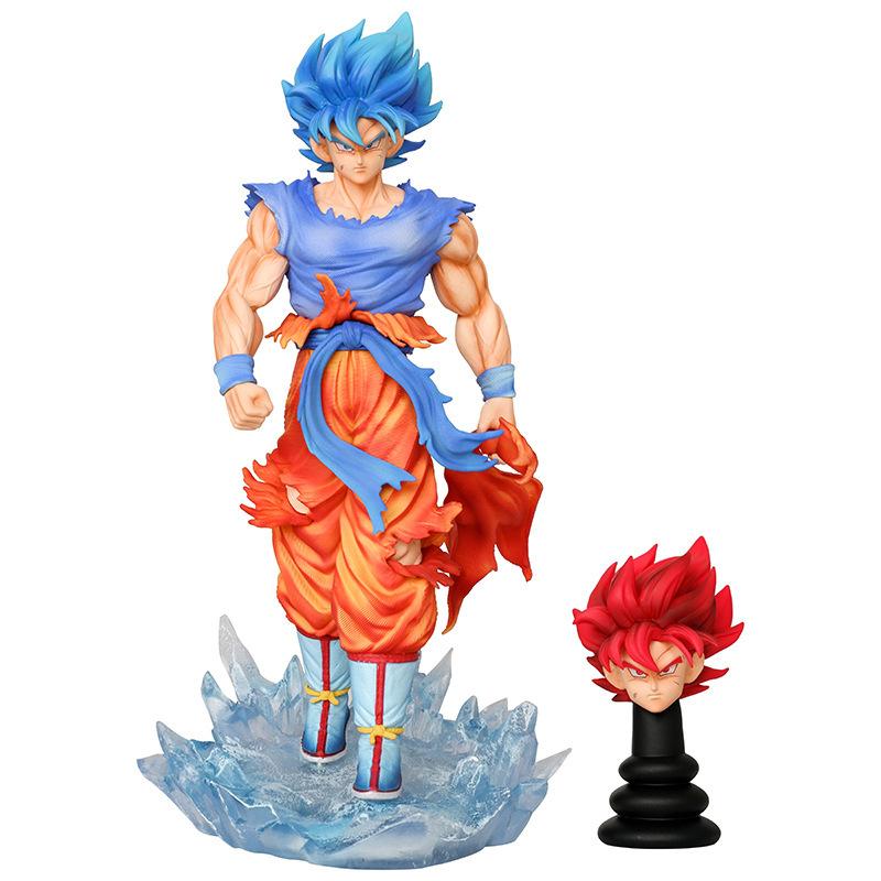 

Dragon Ball figure double head Wukong unicorn super blue Wukong statue gift peripheral animation model ornament Saiyan