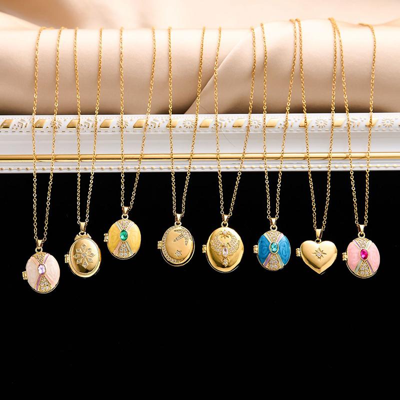 Collana con Ciondolo Portafoto a Forma di Cuore Ovale Apribile in Acciaio Inossidabile per Donna Gioielli Moda Vintage Regali