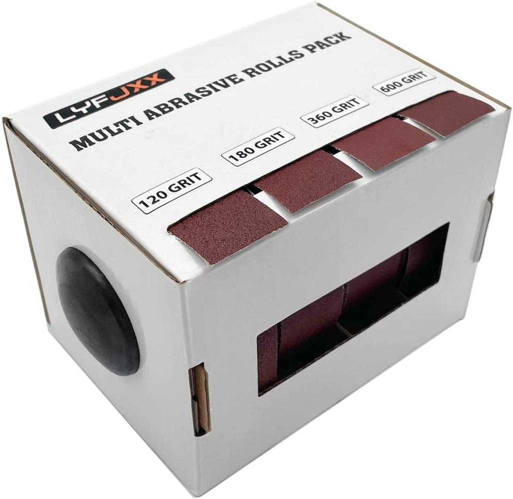 4 Korninger Sandpapirruller Lange Slipende Sandpapirruller med Dispenser for Trebearbeiding Metallpolering 120 180 360 600 Korninger Per Rull 6 Meter