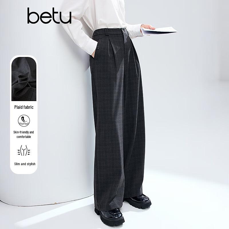 

Betu Women s Winter Casual Checkered Wide-Leg Pants M