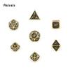 7 Pcs Black Golden Dragon Metal Dice Solid Metal Polyhedral Dice Set Suitable for Role-Playing RPG  Board Game Card Game