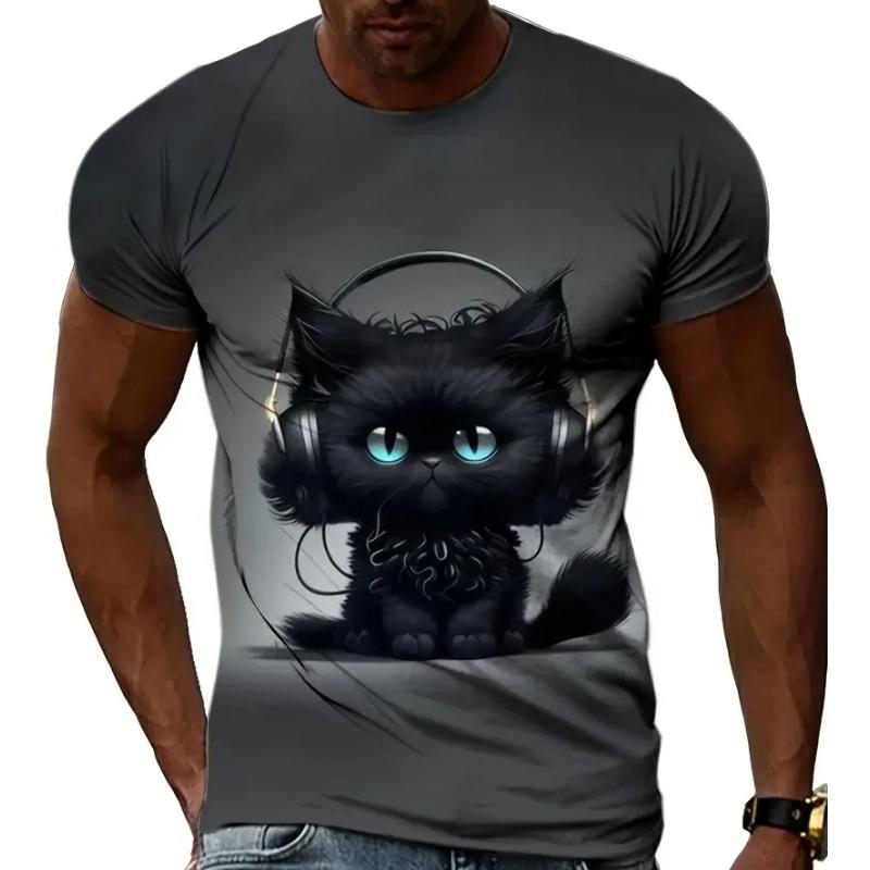 T-shirt for Men Cute Dog 3D Printed Crew Neck Short Sleeve  Summer Outdoor Pullover Top Tees Sport Streetwear Oversized Tshirt