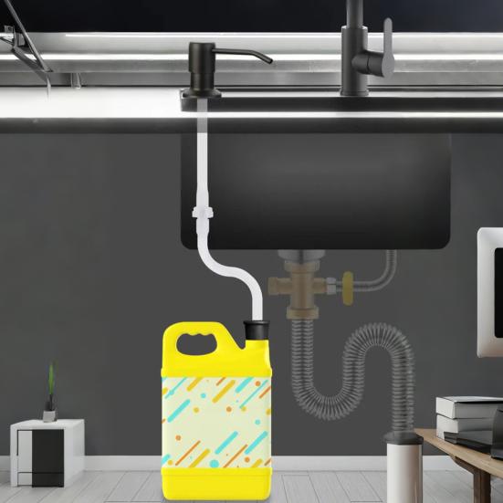 Kitchen Sink Soap Dispenser Extension Tube Kit with 47" Hose Prevent Backflow Check Valve Multipurpose Hand Sanitizer