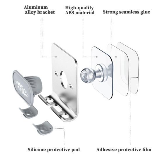 Wall Phone Holder Punch-Free Bedside Non-Slip Multifunctional Metal Self-Adhesive Support Angle Stand Bedroom Remote Control Holder