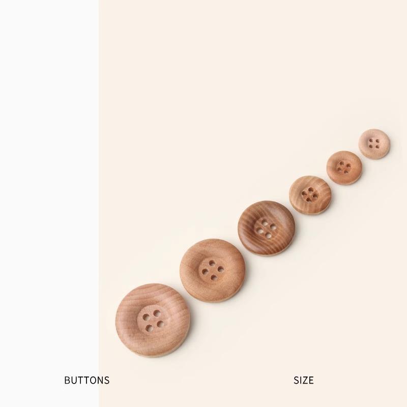 10Pcs Round Wood Clever Buttons, Japanese Natural Log Color Wood Shirt Buttons, Suit Cardigan Wooden Buttons Buttons