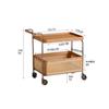 Middle Ancient Style Black Walnut White Wax Wood Movable Small Coffee Table with Wheels Silent Wheels Living Room Rattan