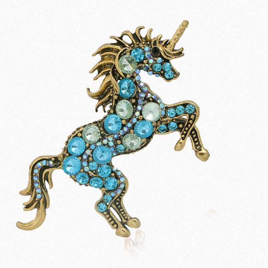 Retro Unicorn Brooch Rhinestones Inlaid Unicorn Lapel Pin Artistic Unicorn Brooch Pin Men Women Outfit Accessory for Clothes Scarves Bags Hats