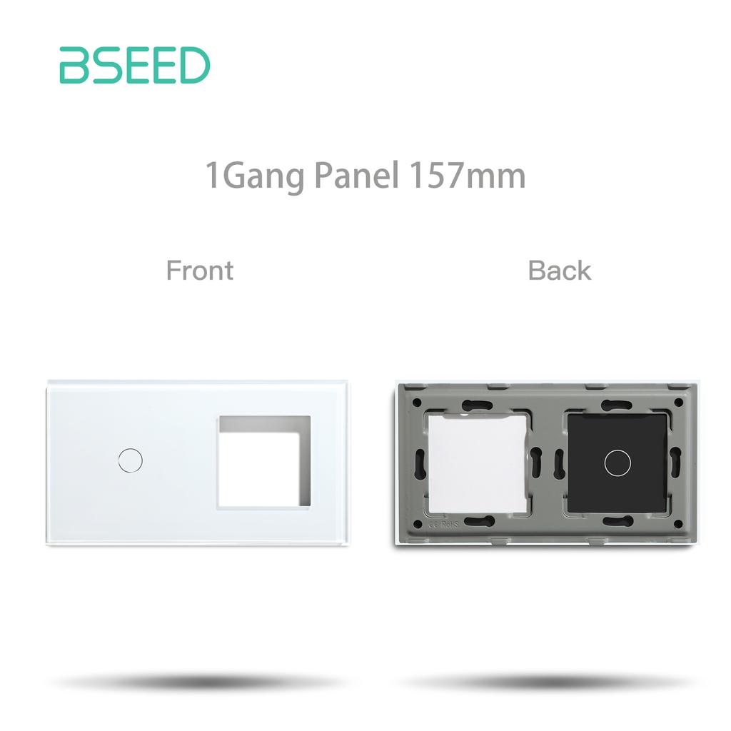 BSEED UK EU RU Standard Crystal Glass Panel Frames 1/2/3Gang 1/2Way Wall Touch Switch Base Wall Socket Function Part DIY Part