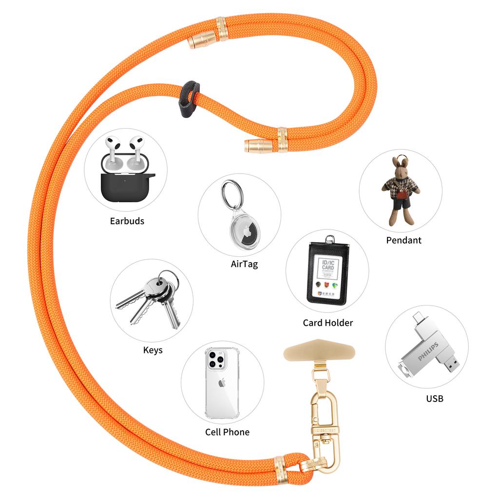 LEEU DESIGN Phone Lanyard 160cm Adjustable Crossbody Cell Phone Neck Strap with Pad