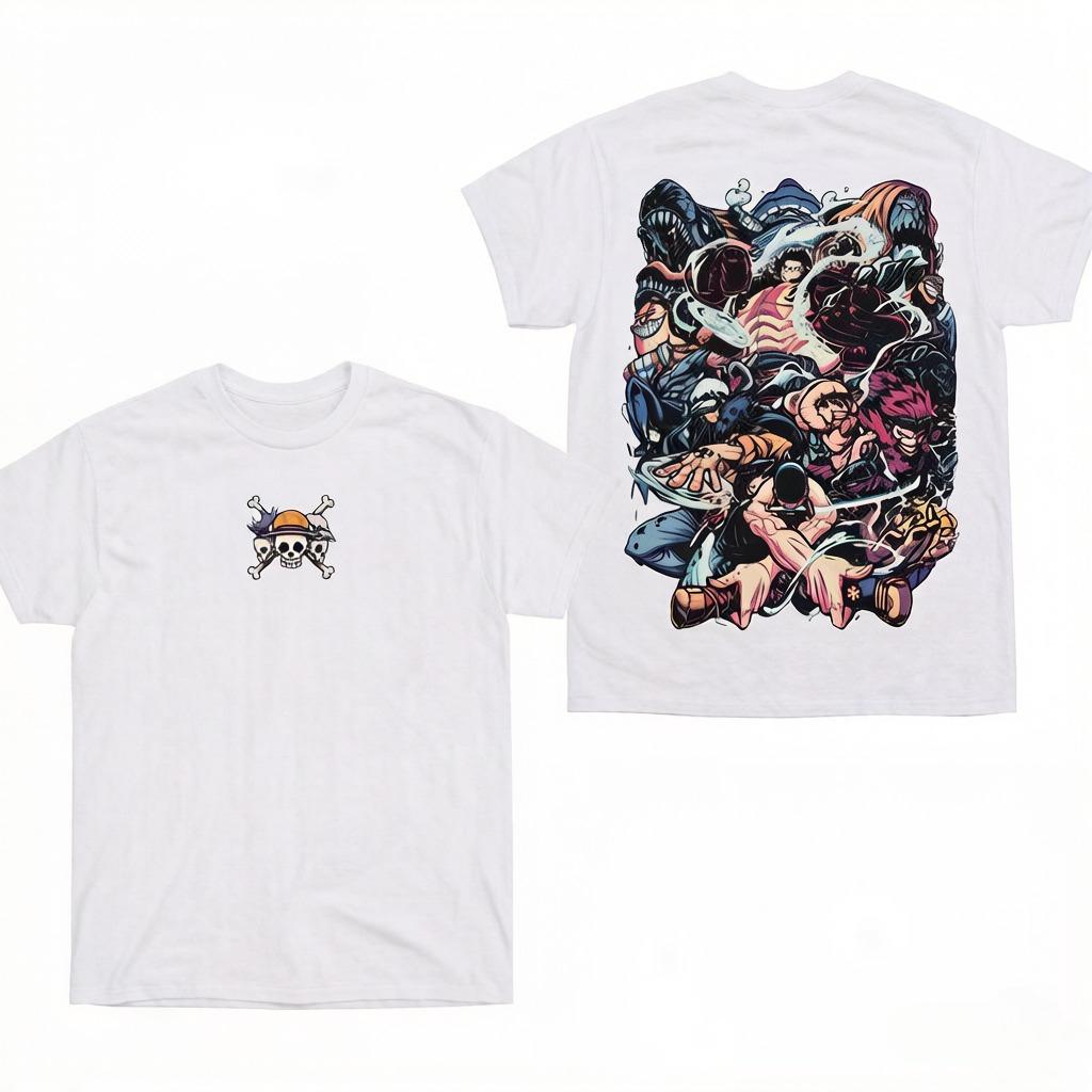 One Piece Luffy Transformation Form Printed Tshirt Anime Cotton Comfortable Parentchild Clothing