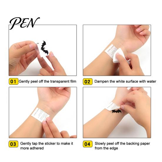 Spooky Bat Pattern Stickers 4Pcs Halloween Spider Tattoo Stickers, 3D Realistic Temporary Body Art Easy To Apply Makeup for Party, Waterproof Fake Web